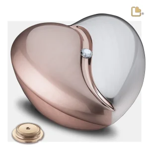 HeartFelt™ hart urn geborsteld roségoud met Swarovski 4
