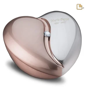 HeartFelt™ hart urn geborsteld roségoud met Swarovski 3