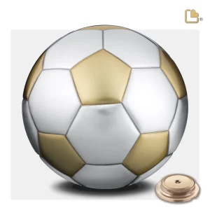 Football™ große Fußball Urne gebürstetes Gold & Silber – Bild 3