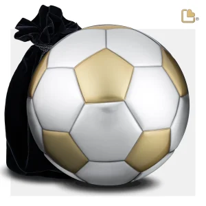 Football™ große Fußball Urne gebürstetes Gold & Silber – Bild 4