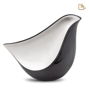 LoveBird™ große Urne Vogel Midnight & gebürstetes Silber – Bild 3
