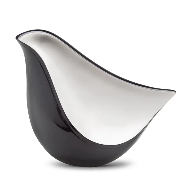 LoveBird™ große Urne Vogel Midnight & gebürstetes Silber