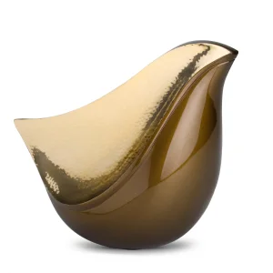 LoveBird™ große Urne Vogel Bronze & gehämmertes Gold