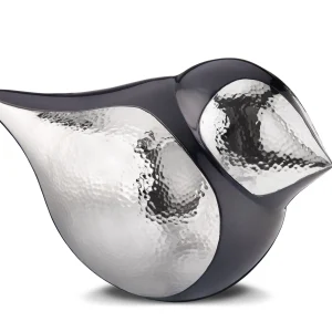 SoulBird™ große Urne Vogel Midnight & Silber (Vogelweibchen)