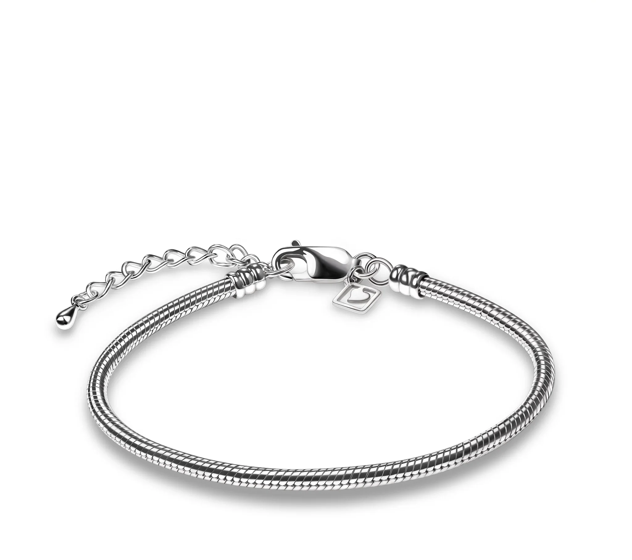 Asche-Charm Armband Silber mit verstärktem Verschluss