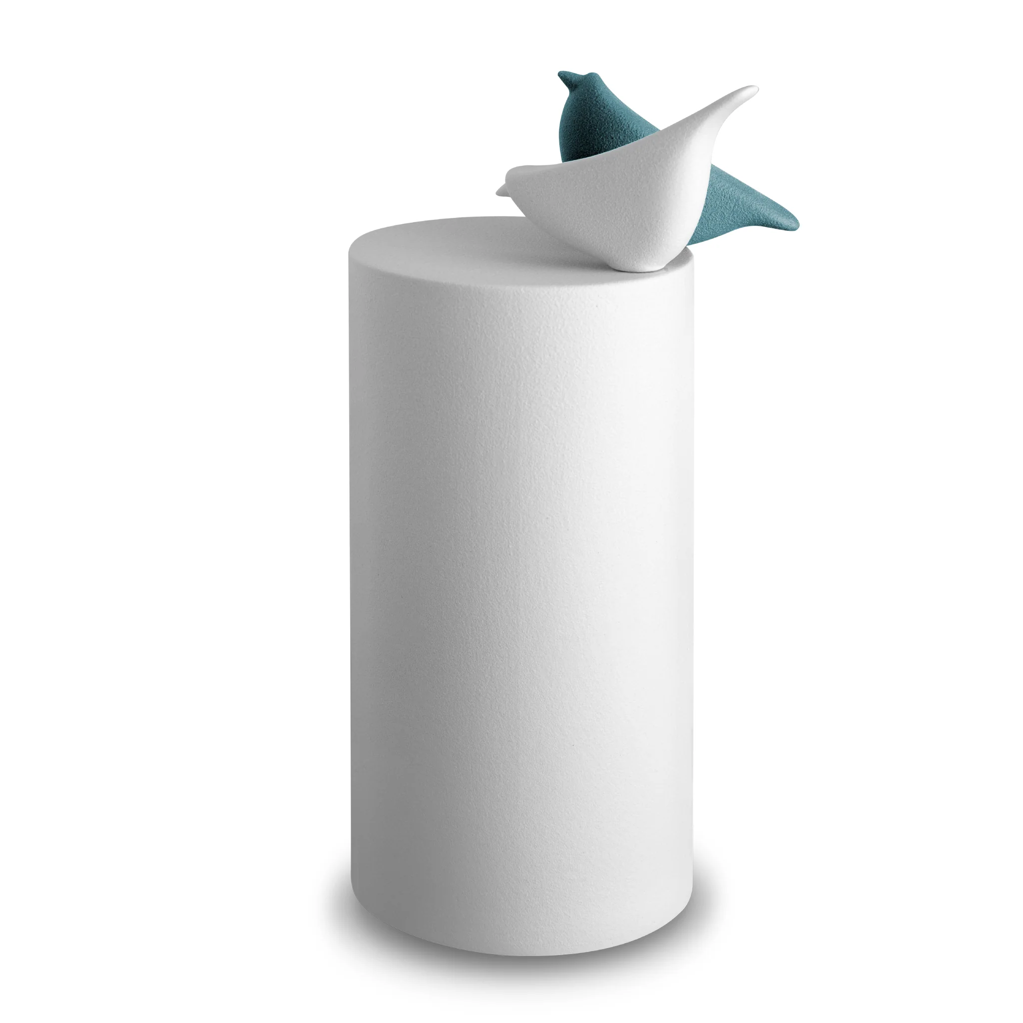 Urne für draußen Porzellan vögel weiß & moosgrün