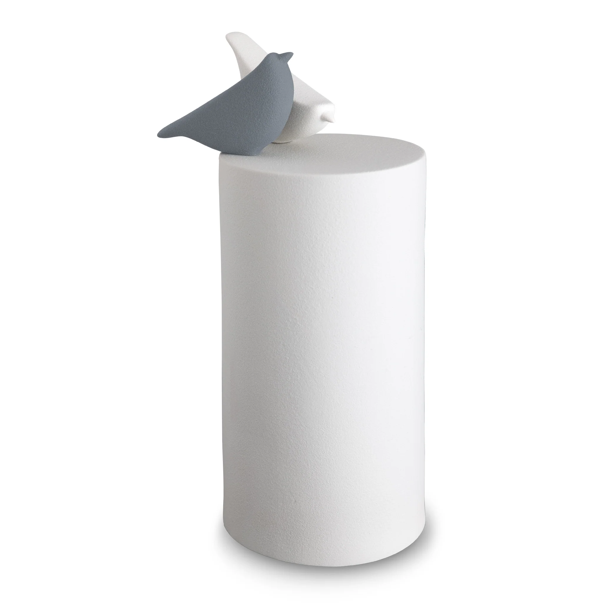 Urne für draußen Porzellan vögel weiß & grau