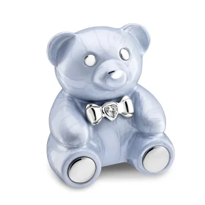 CuddleBear™ Kinderurne Teddybär Perlmuttblau mit Kristall