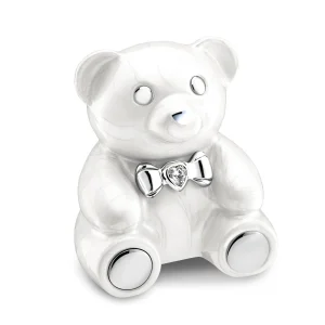 CuddleBear™ Kinderurne Teddybär Perlmuttweiß mit Kristall