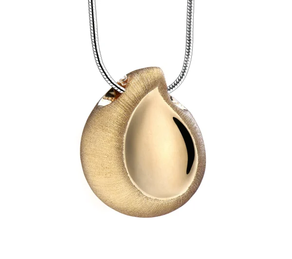 PD1021_5000x TearDrop™ Tropfenform Asche Anhänger vergoldet mit Halskette