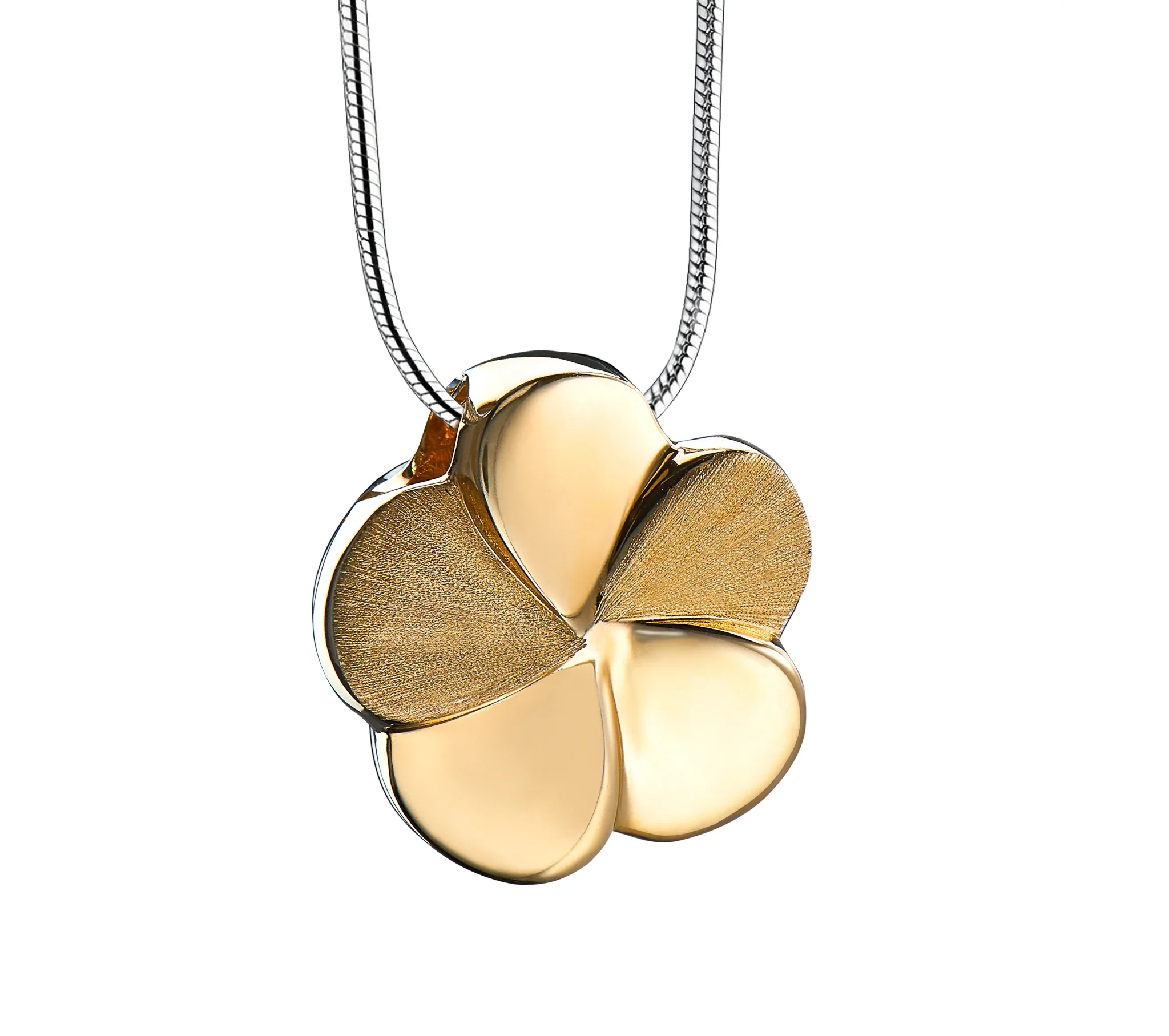 Bloom™ Blume Asche Anhänger vergoldet mit Halskette