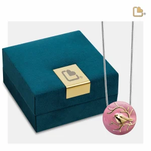 BlessingBirds™ Vogel Asche Anhänger rosa & vergoldet mit Halskette – Bild 5