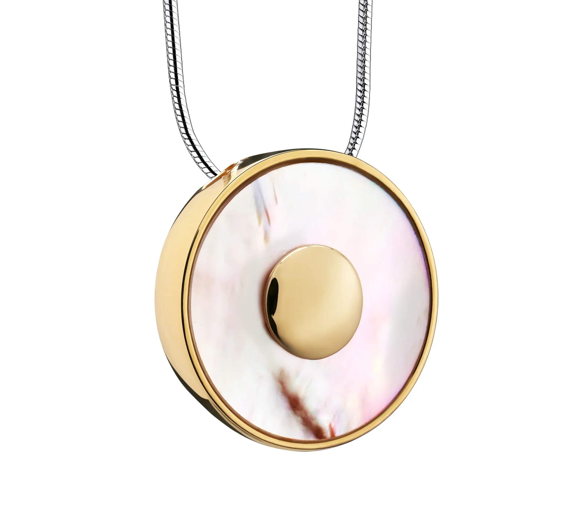 Mother of Pearl™ Perlmutt Asche Anhänger vergoldet mit Halskette