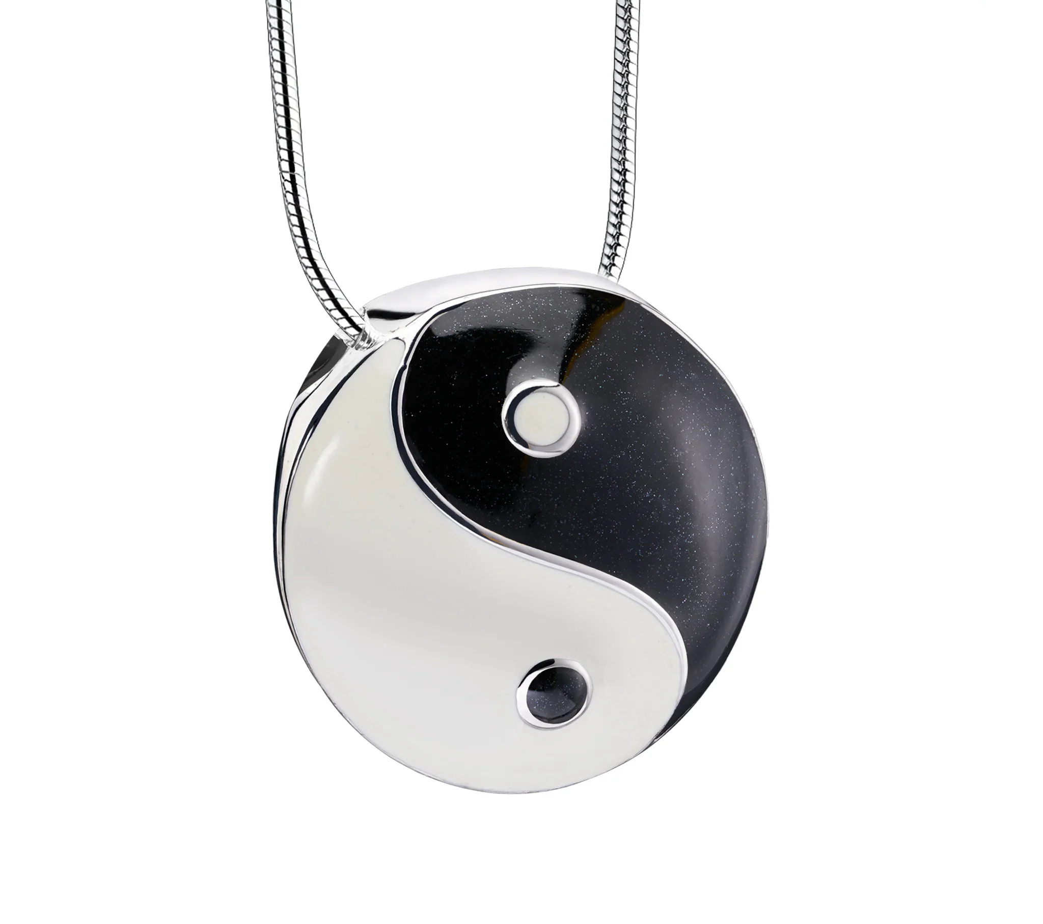 YinYang™ Asche Anhänger Silber weiß & midnight mit Halskette