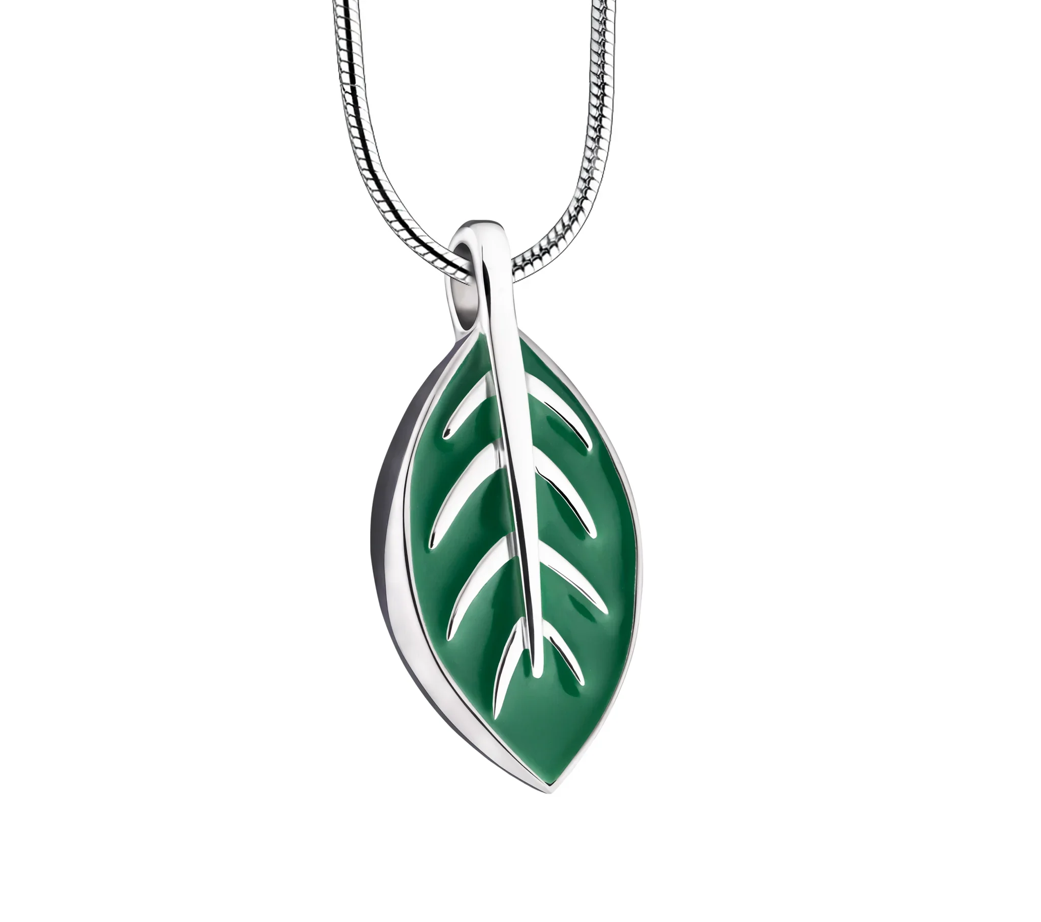 Elegant Leaf™ Blattader Asche Anhänger Silber mit Halskette