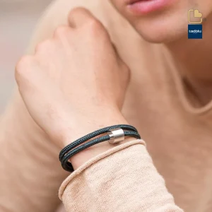 Herren-Aschearmband Cord Petrol & Edelstahl – Bild 4