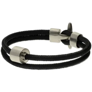 Herren-Aschearmband Cord Schwarz & Edelstahl