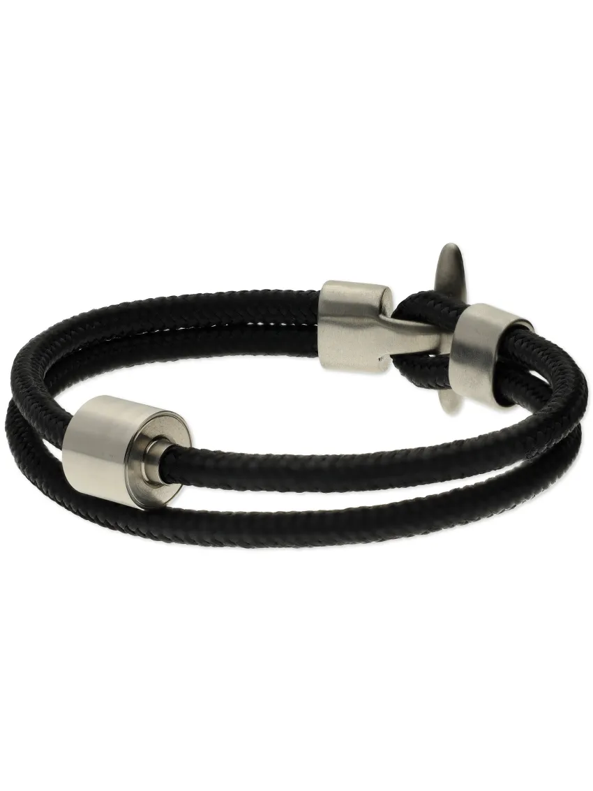 Herren-Aschearmband Cord Schwarz & Edelstahl