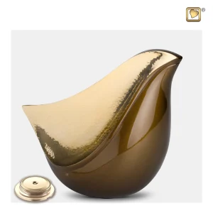 LoveBird™ große Urne Vogel Bronze & gehämmertes Gold – Bild 3