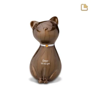 PrincessCat™ Katze Tierurne Perlmuttbronze mit Kristall – Bild 3