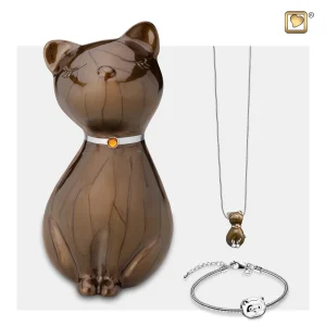 PrincessCat™ Katze Tierurne Perlmuttbronze mit Kristall – Bild 6