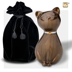 PrincessCat™ Katze Tierurne Perlmuttbronze mit Kristall – Bild 5