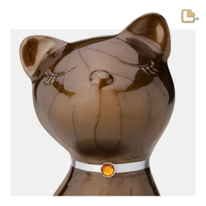 PrincessCat™ Katze Tierurne Perlmuttbronze mit Kristall – Bild 4