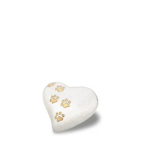Mini-Tierurne Herz Perlmuttweiß