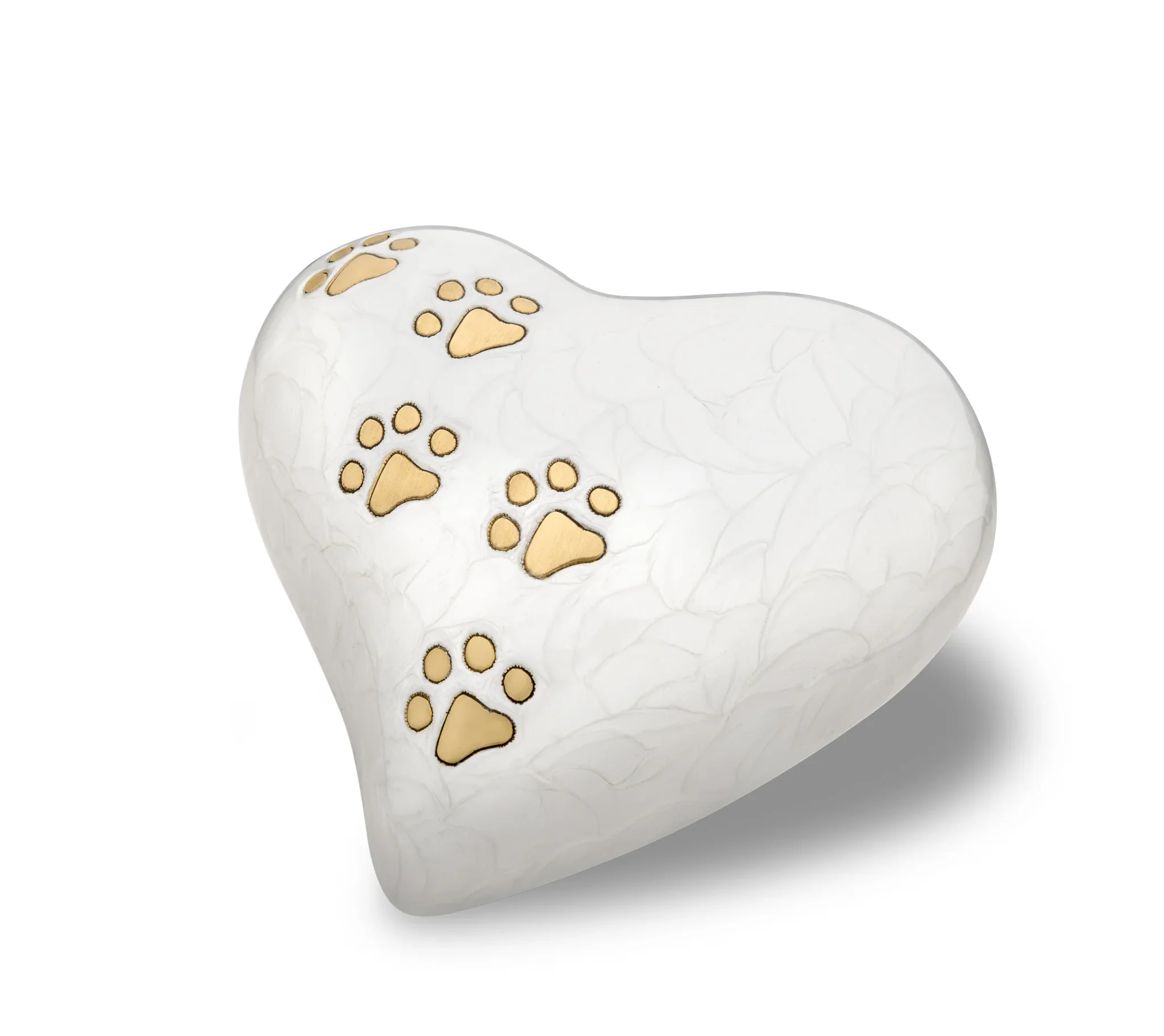 Große Tierurne Herz Perlmuttweiß