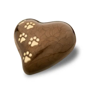 Große Tierurne Herz Perlmuttbronze