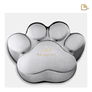 LovePaw™ Große Pfotenabdruck Tierurne gebürstetes Silber – Bild 3
