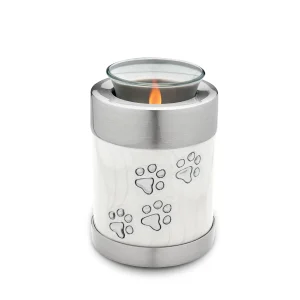 Teelicht-Tierurne Perlmuttweiß