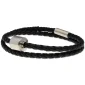 Herren-Aschearmband geflochtenes leder Schwarz & Edelstahl