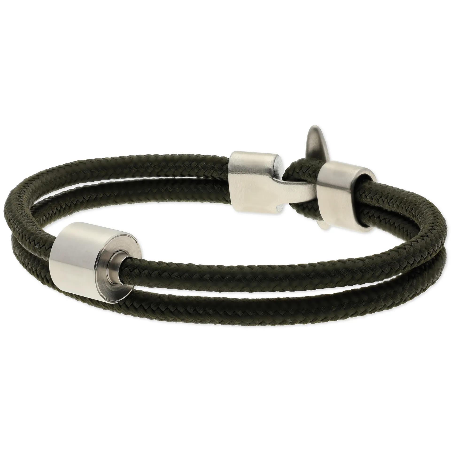 Herren-Aschearmband Cord Grün & Edelstahl