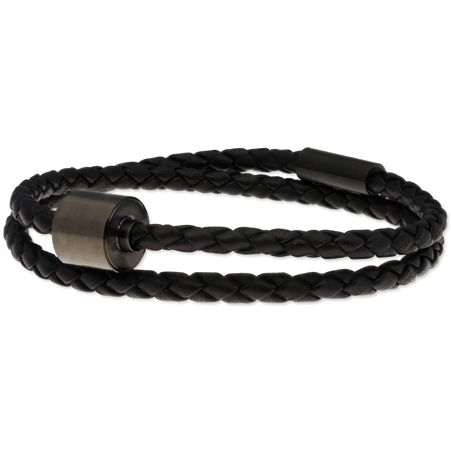 Herren-Aschearmband geflochtenes leder Schwarz - Black Edition