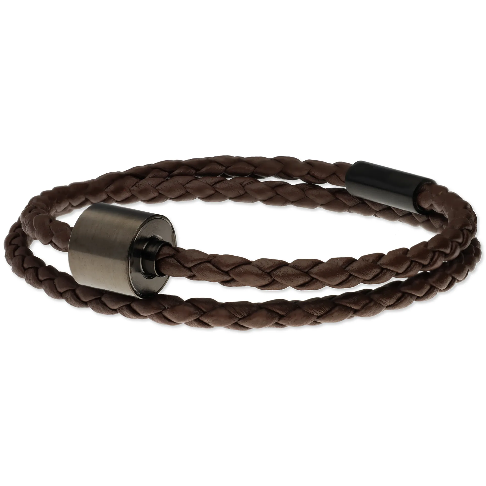 Herren-Aschearmband geflochtenes leder Braun - Black Edition