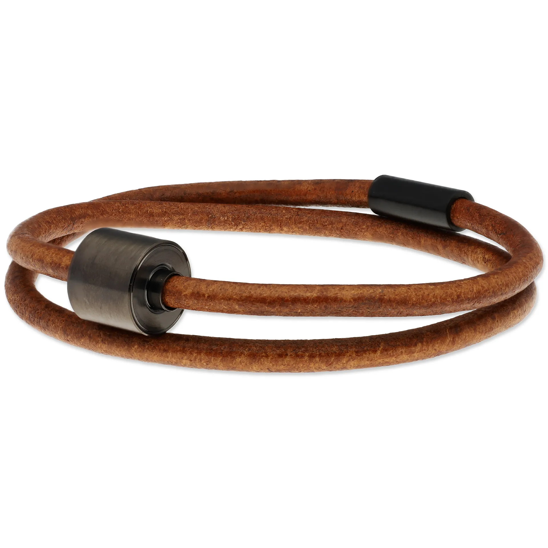 Herren-Aschearmband Glattleder Cognac - Black Edition