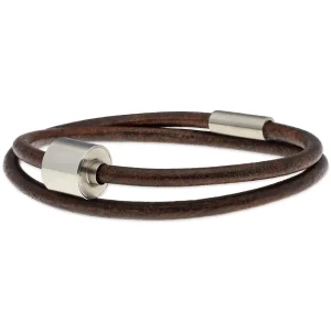 Herren-Aschearmband Glattleder Braun & Edelstahl