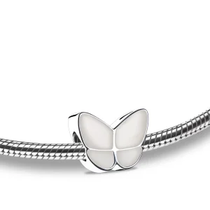 Wings of Hope™ Schmetterling Asche-Charm Silber mit weiß Perlmutt