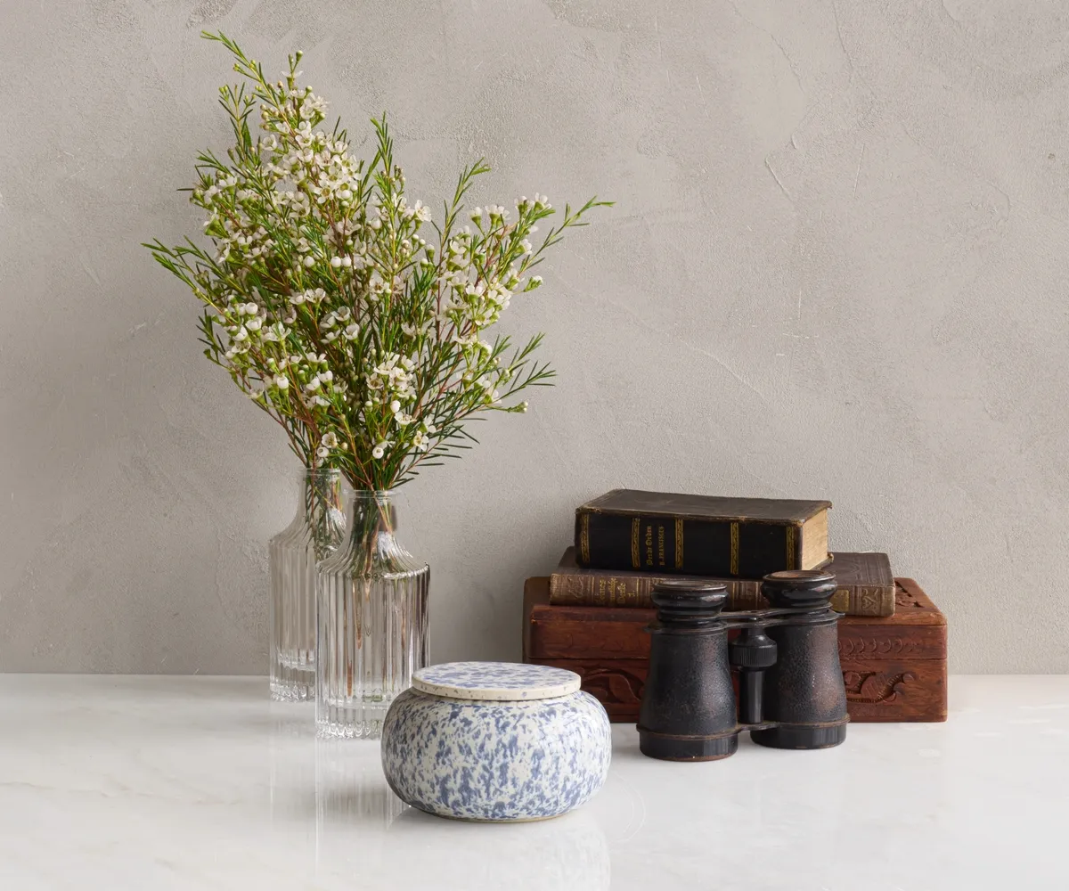 Keramische mini urn Seres wit & blauw gespikkeld keramiek 2