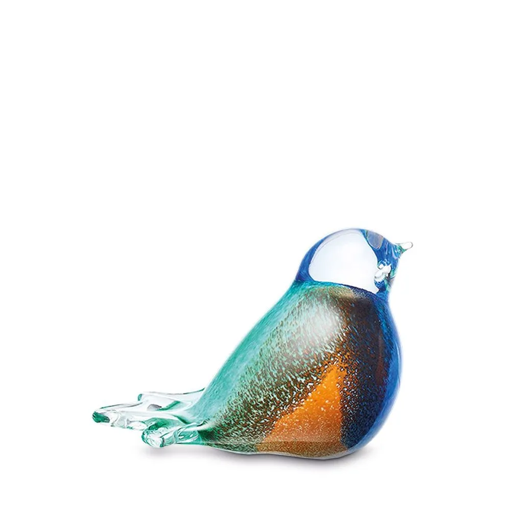 Mini-Urne Vogel mehrfarbig Kristallglas