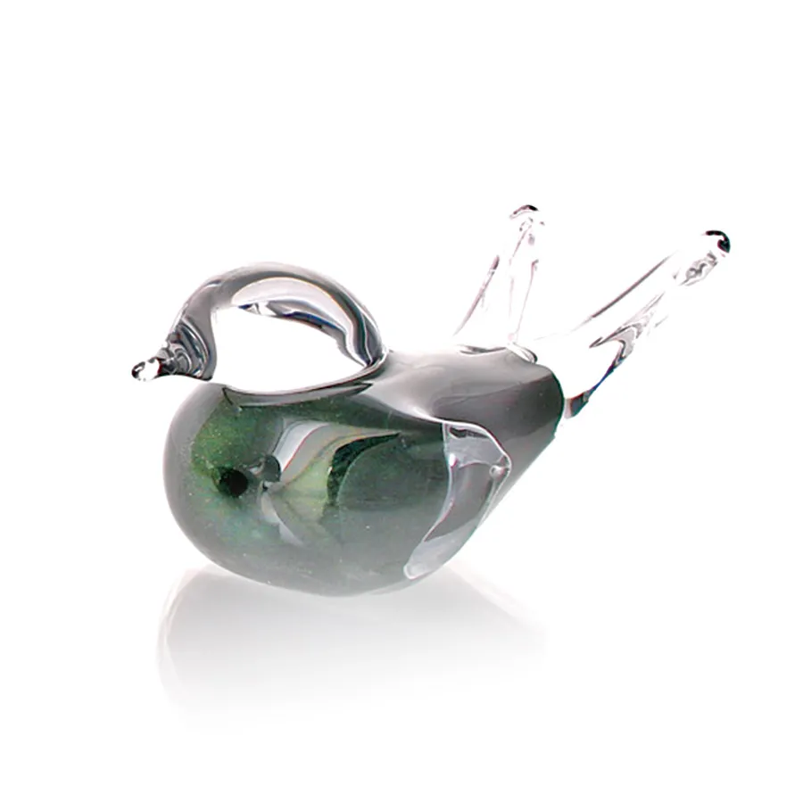 Mini-Urne Vogel grün Aventurin-Kristallglas