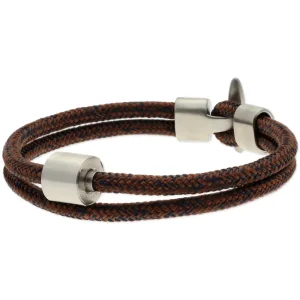 Herren-Aschearmband Cord Braun-Blau & Edelstahl