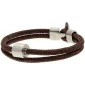 Herren-Aschearmband Cord Braun-Blau & Edelstahl