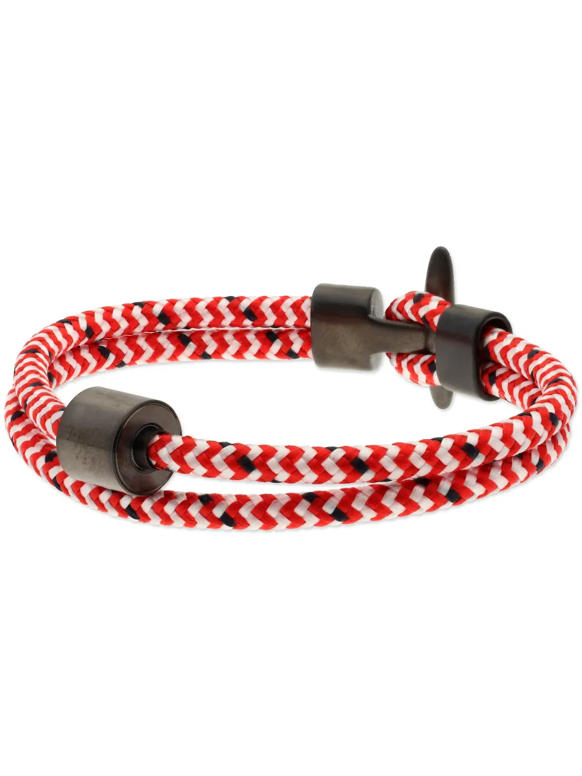Herren-Aschearmband Cord Rot-Weiß - Black Edition