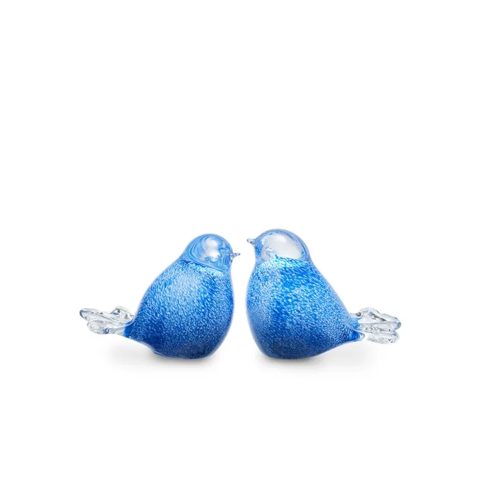Mini urn vogel blauw/wit kristalglas 2