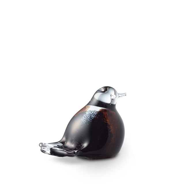 Mini-Urne Vogel braun-schwarz-weiß Kristallglas