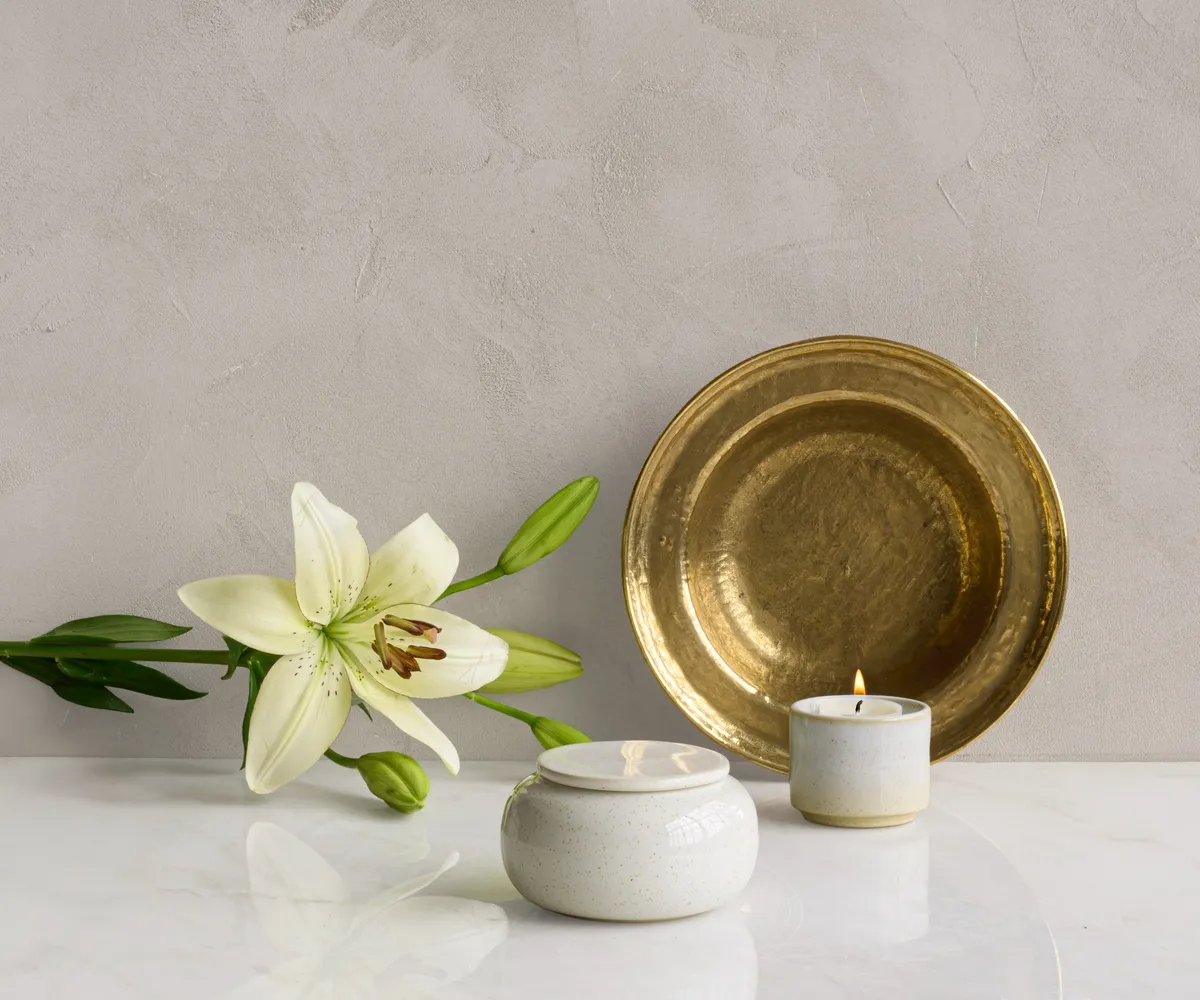 Keramische mini urn Seres wit gespikkeld keramiek 2