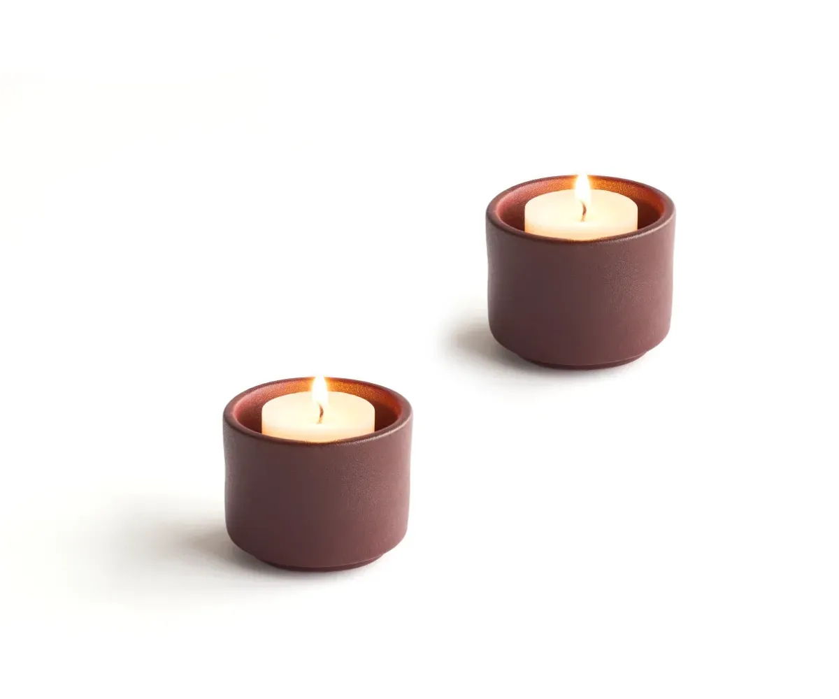 Mini-Urne Teelichthalter Helios rotbraun Engobe 2er-Set