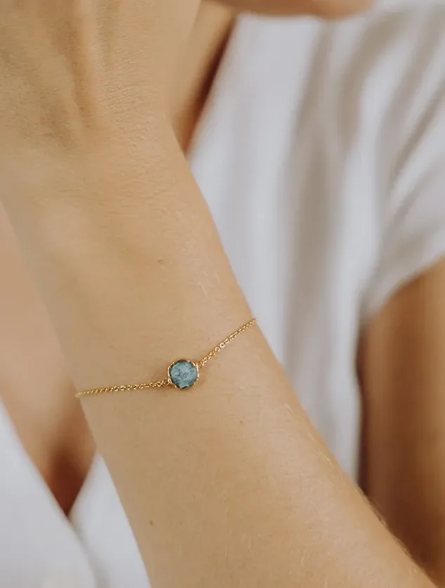Round as armband/assieraad turkoois goud